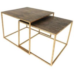 Ensemble de tables basses 2 pcs Carré Doré Hsm Collection Doré