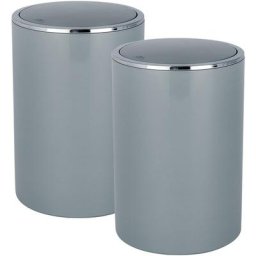 Wenko - Petite Poubelle Salle de Bain Inca, Poubelle salle de bain avec Couvercle, Capacité 5L, Lot