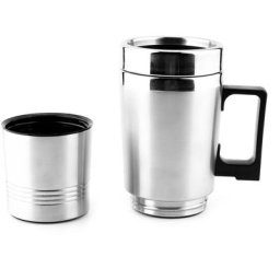 Bouilloire électrique, 350ML + 150ML en acier inoxydable portable 12V voiture chauffe-eau