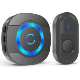 Sonnette de Porte sans Fil 300M IP55 Étanche Carillon Electronique avec Récepteur Enfichable pour