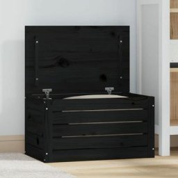 Banc Coffre de rangement - Banquette Pouf Noir 59,5x36,5x33 cm Bois massif de pin BV521746 Bonnevie