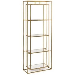 Hellin - Bibliothèque contemporaine en métal doré et verre L68 - laure - jaune