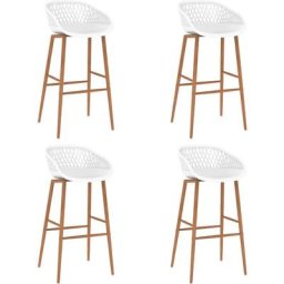 Kalisse - Lot de 4 Tabourets Hauts, Tabourets de bar 4 pcs Blanc,Scandinave pour Cuisine, salle à