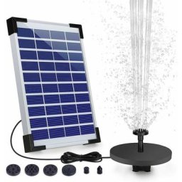 Alwaysh - Fontaine Solaire Extérieur 5.5W,Triomphe Pompe Bassin Solaire avec Batterie et 6 Buses,
