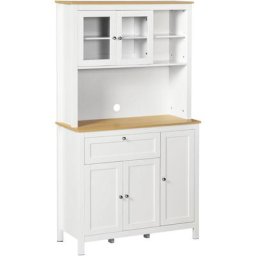 Buffet haut style classique chic - multi-rangement placards, niches, tiroir - panneaux blanc aspect