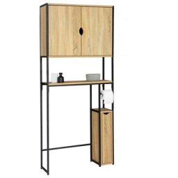 Idmarket - Meuble wc 3 en 1 avec armoires de rangement detroit design industriel - Naturel