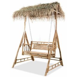 Decdeal - Balancelle à 2 places avec feuilles de palmier Bambou 202 cm