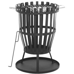 Brasero de Jardin Rond Fonction Barbebcue en Acier Noir Diamètre 61 cm avec Tisonnier et Grill