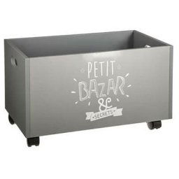 Promo Linge - Coffre à Jouets Gris à roulettes pour Enfant – Coffre de Rangement Bazar Gris.