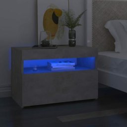 Decdeal - Table de chevet et lumières led Gris béton 60x35x40cm Aggloméré