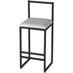 Cotecosy - Chaise de bar Koumo H80cm Métal Noir et Velours Blanc crème - Crème