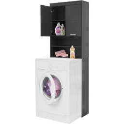 Armoire machine à laver 63x24x187 cm armoire haute mdf gris foncé salle de bain
