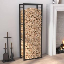 Decdeal - Portant de bois de chauffage Noir mat 50x28x132 cm Acier