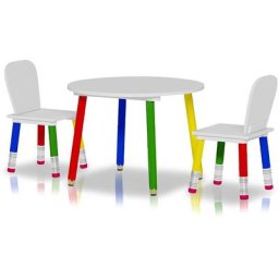 Set Table avec 2 Chaises Jeu Enfant Bois avec Pieds Crayon Dessin Ecole