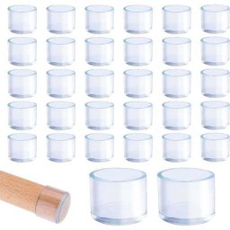 Lot de 32 embouts de pieds de chaise ronds en plastique transparent 25 mm Convient pour table ronde