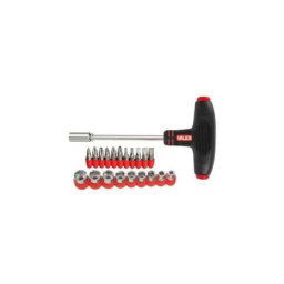 Jeu de 22 pièces de tournevis porte-embouts 1/4 t, avec douilles et inserts, marque Valex.