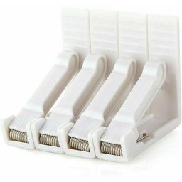 Lot de 4 pinces à nappe en plastique blanc avec pince haute tension réglable, épaisseur de table