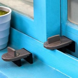 Bloque gris pour portes et fenêtres coulissantes pour la sécurité de bébé et anti-vol (2 pcs)