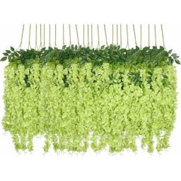 24 Pcs Fleurs Artificielles Faux Wisteria Vigne Guirlande Suspendue Romantique Glycine Fleurs pour