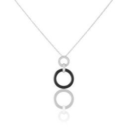 Collier Besmala Argent Blanc Oxyde De Zirconium Et Céramique