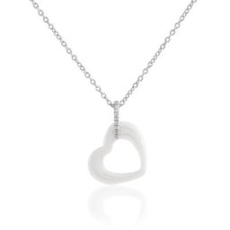 Collier Elodie Argent Blanc Oxyde De Zirconium Et Céramique