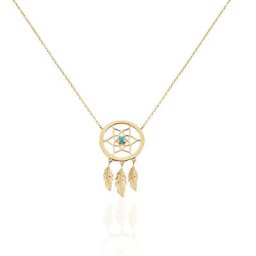 Collier Attrape Reves Plaque Or Jaune Pierre De Synthese
