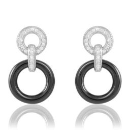 Boucles D'oreilles Pendantes Besmala Argent Oxyde Et Céramique
