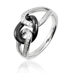 Bague Fatema Argent Blanc Céramique Et Oxyde De Zirconium