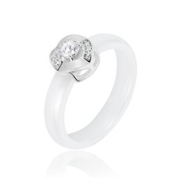Bague Grace Argent Blanc Céramique Et Oxyde De Zirconium