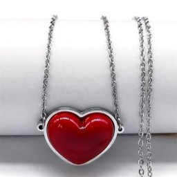 Collier pendentif coeur d'amour rouge pour femme bijoux en acier inoxydable colliers de
