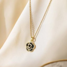 DIEYURO – collier en acier inoxydable 316L pendentif élégant fleur de Rose française beau