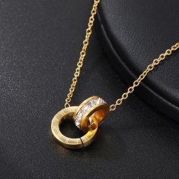 Colliers pendentif chiffres romains pour femmes bijoux en acier inoxydable cristal élégant
