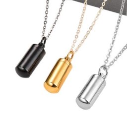 Collier pendentif urne pour cendres bijoux commémoratifs à intervalles en acier inoxydable or