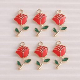 Breloques mignonnes en émail pour la présidence fleur de rose bijoux de bricolage boucles