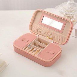 Boîte de Rangement de Bijoux en Faux Cuir de Grande Capacité Multi-Grilles Double Fermeture