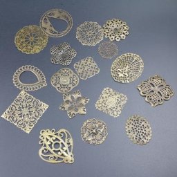 Breloques en Bronze Antique en Métal Filig123 en Forme de Tranche de Fleurs Base de Bijoux