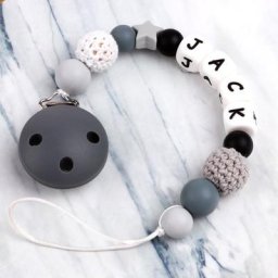 TYRY. HU 1 pc Crochet En Bois Perles Bébé Sucette Clip Personnalisé Nom bricolage Coloré Sucette