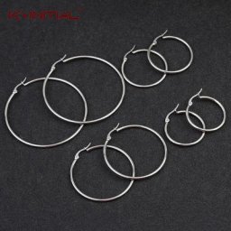 Kinitial-Boucles d'oreilles créoles cercle lisse pour femme acier inoxydable boucles d'oreilles