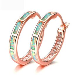 Boucles d'oreilles en opale de feu blanc pour femmes Imitation classique couleur or Rose pierre