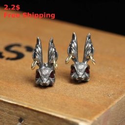 Boucles d'oreilles unisexe 2.2 $ couleur argent œil de lapin rouge accessoires bijoux gothiques