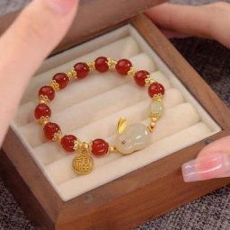 Bracelet de perles en pierre naturelle pour femmes fait à la main rétro Pixiu Feng Shui amulette