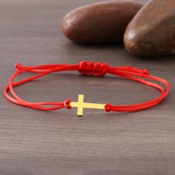 Bracelets tressés à la main en acier inoxydable pour femmes croix de Jésus classique ULrouge noire