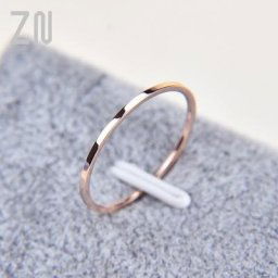Bague de Couple Fine en Acier au Titane Couleur Argent Simple à la Mode Or Rose Document