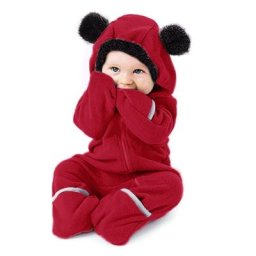 Barboteuse à capuche avec oreilles de dessin animé pour enfants combinaison zippée pour