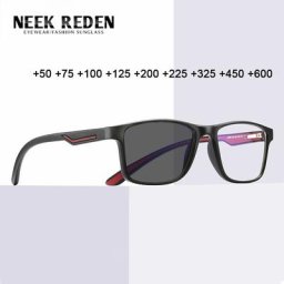 Lunettes de lecture photochromiques noires carrées unisexe Tr90 pour hommes verres Anti-Radiation