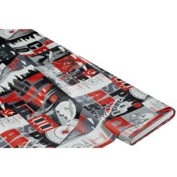 Linge de table épongeable - toile cirée ""métropole"", noir/rouge