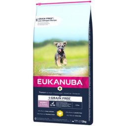 12kg Eukanuba Grain Free Puppy Small / Medium Breed poulet - Croquettes pour chien