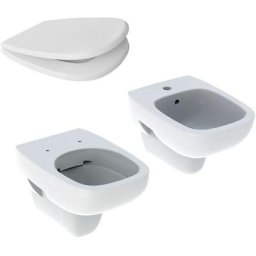 Sanitaire suspendu wc sans rebord + bidet + abattant traditionnel Geberit 'Fantasia 2' cm 51