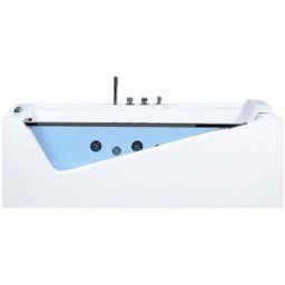 Baignoire Balnéo de Forme Rectangulaire en Acrylique avec Chromothérapie 2 Appui-Têtes Surface