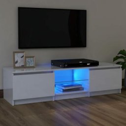 Maisonchic - Meuble tv avec lumières led | Banc tv Armoire de rangement Blanc brillant 120x30x35,5